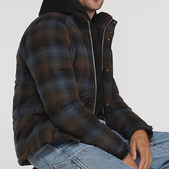 Express Other - Express Men's Plaid Wool Puffer Jacket L
